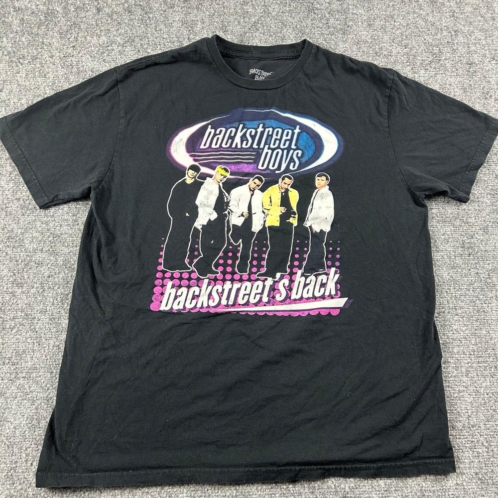 Backstreet Boys T-Shirt Mens Large Black Backstreet's Back Graphic Tee Band Tour